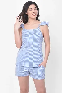 Clovia Sassy Stripes Cami Top & Shorts Set-thumb1