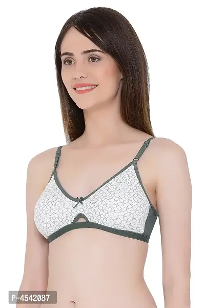 Clovia Comfy White Geometric Printed Non-Wired Non-Padded Full Cup Bra-thumb3