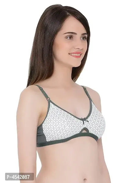 Clovia Comfy White Geometric Printed Non-Wired Non-Padded Full Cup Bra-thumb2