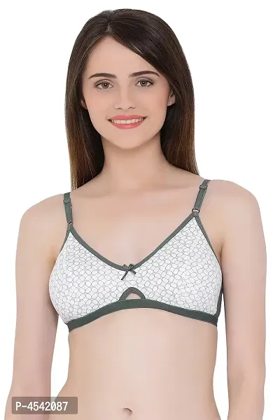 Clovia Comfy White Geometric Printed Non-Wired Non-Padded Full Cup Bra-thumb0