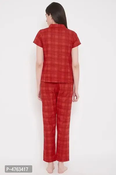 Clovia Classy Checks Printed Buttond Down Shirt  Pyjama Set-thumb5