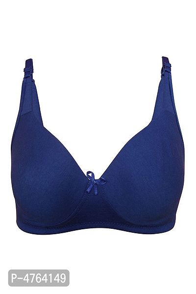 Clovia Cotton Rich Non-Padded Non-Wired Bra with Double Layered Cups In Blue