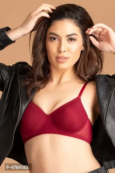 Clovia Padded Non Wired T Shirt Bra In Red-thumb2