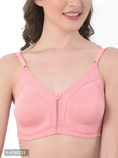 Non-Padded Non-Wired Full Coverage Spacer Cup Bra in Light Pink