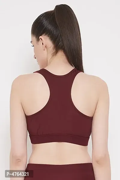 Clovia Medium Impact Padded Sports Bra with Removable Cups in Maroon-thumb5