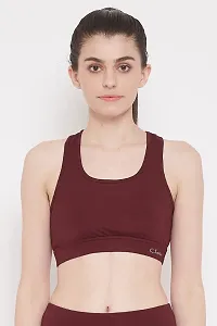 Clovia Medium Impact Padded Sports Bra with Removable Cups in Maroon-thumb1