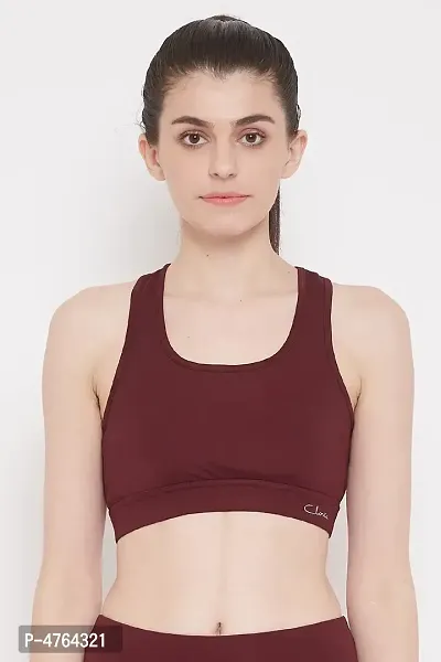 Clovia Medium Impact Padded Sports Bra with Removable Cups in Maroon-thumb2