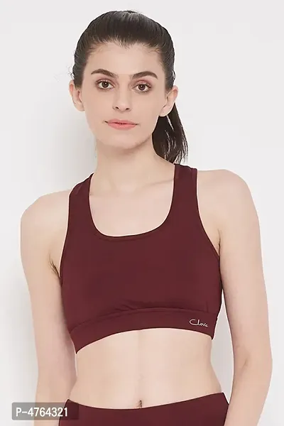 Clovia Medium Impact Padded Sports Bra with Removable Cups in Maroon-thumb0