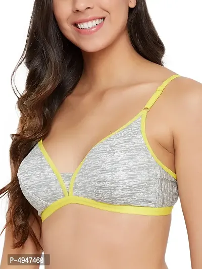 Stylish Grey Cotton Geometric Print Non Padded Wirefree Full Cup Bras For  Women