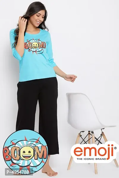 Clovia Cotton Printed T-shirt  Basic Pyjama Set-thumb0