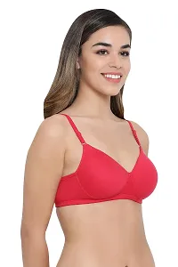 Stylish Magenta Cotton Solid Lightly Padded Wirefree T-Shirt Bras For Women-thumb2