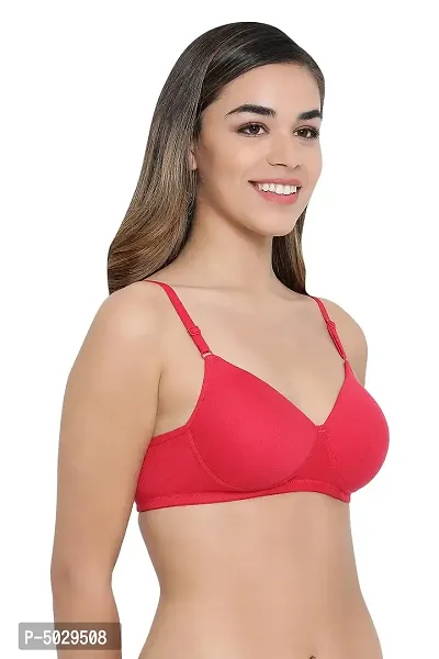 Stylish Magenta Cotton Solid Lightly Padded Wirefree T-Shirt Bras For Women-thumb3