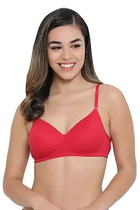 Stylish Magenta Cotton Solid Lightly Padded Wirefree T-Shirt Bras For Women-thumb1
