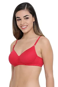 Stylish Magenta Cotton Solid Lightly Padded Wirefree T-Shirt Bras For Women-thumb3