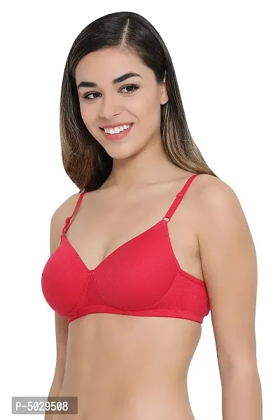 Stylish Magenta Cotton Solid Lightly Padded Wirefree T-Shirt Bras For Women-thumb4