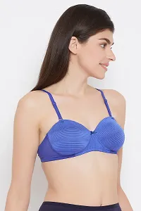 Stylish Blue Polyamide And Powernet Geometric Print Lightly Padded Wirefree T-Shirt Bras For Women-thumb3