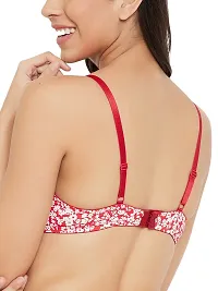 Stylish Red Polyamide Floral Print Lightly Padded Underwire T-Shirt Bras For Women-thumb3