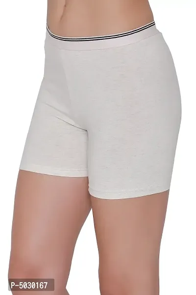 Stylish Grey Cotton Solid Outer Elastic Shorts-thumb3