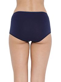 Stylish Navy Blue Cotton Solid Outer Elastic Hipster Panty For Women And Girls-thumb1