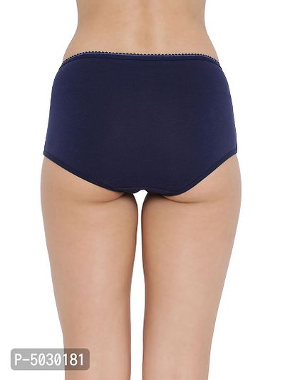 Stylish Navy Blue Cotton Solid Outer Elastic Hipster Panty For Women And Girls-thumb2