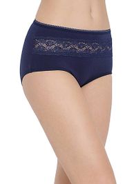 Stylish Navy Blue Cotton Solid Outer Elastic Hipster Panty For Women And Girls-thumb3