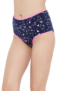 Stylish Blue Cotton Geometric Print Outer Elastic Hipster Panty For Women And Girls-thumb2