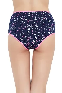 Stylish Blue Cotton Geometric Print Outer Elastic Hipster Panty For Women And Girls-thumb3