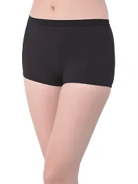 Stylish Black Cotton Solid Outer Elastic Shorts-thumb2