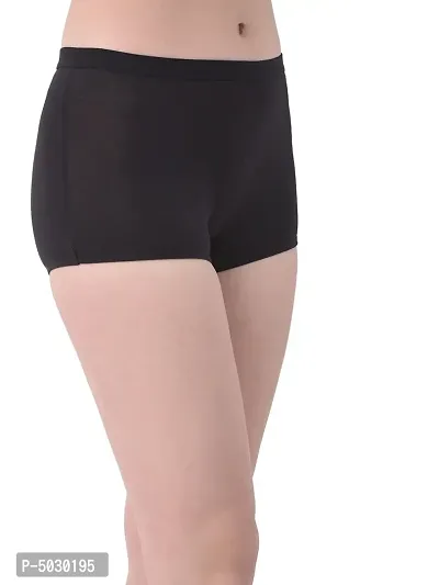Stylish Black Cotton Solid Outer Elastic Shorts-thumb2