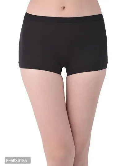 Stylish Black Cotton Solid Outer Elastic Shorts