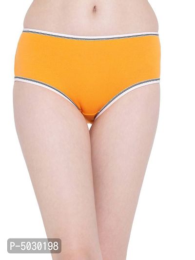 Stylish Orange Cotton Solid Outer Elastic Hipster Panty For Women And Girls
