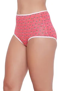 Stylish Pink Cotton Geometric Print Outer Elastic Hipster Panty For Women And Girls-thumb1