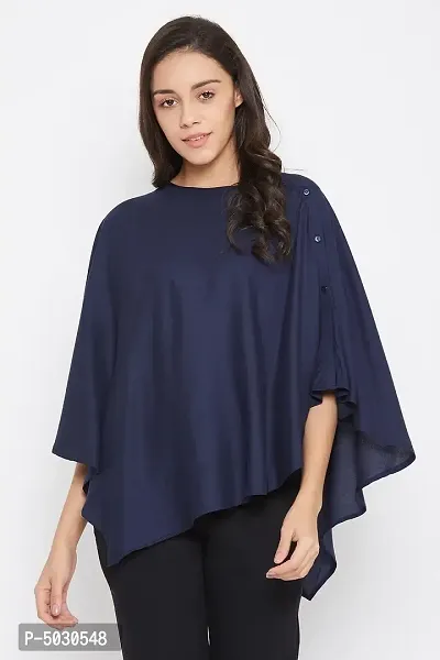 Women's Maternity Solid Feeding Cape in Royal Blue - Rayon-thumb2