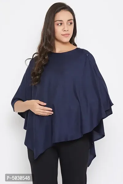 Women's Maternity Solid Feeding Cape in Royal Blue - Rayon