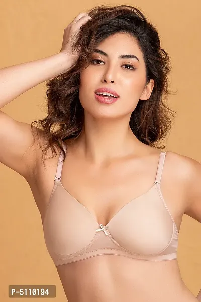 Clovia Padded Non-Wired Multiway T-Shirt Bra In Skin Colour - Powernet