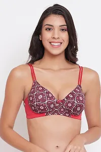 Clovia Padded Non-Wired Full Cup Floral Print T-Shirt Bra In Brown-thumb1