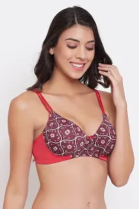 Clovia Padded Non-Wired Full Cup Floral Print T-Shirt Bra In Brown-thumb3