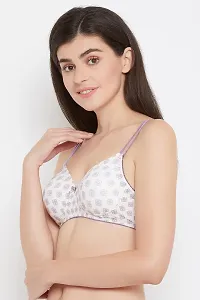 Clovia Padded Non-Wired Full Cup Printed T-Shirt Bra In White-thumb2