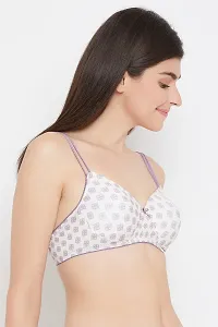 Clovia Padded Non-Wired Full Cup Printed T-Shirt Bra In White-thumb3