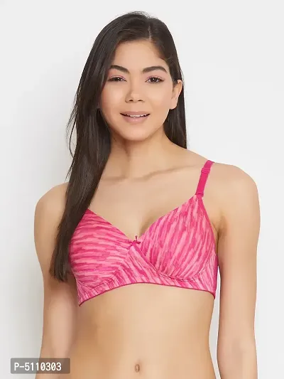 Clovia Padded Non-Wired Full Cup Printed Multiway T-Shirt Bra In Dark Pink