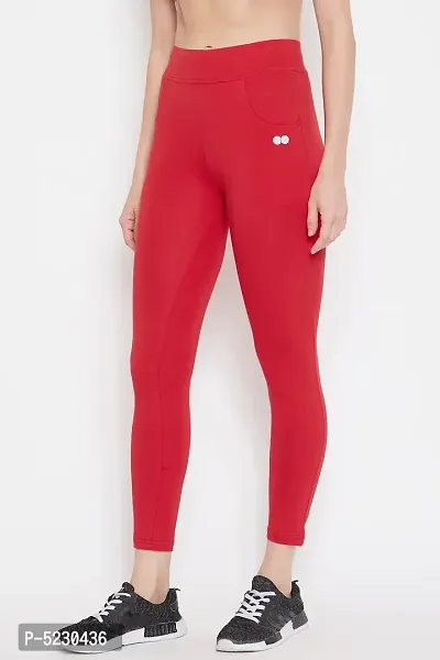 Buy Clovia Activewear Ankle Length Tights - Red Online