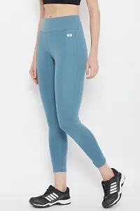 Clovia Snug Fit Active High-Rise Ankle-Length Tights in Light Blue-thumb4