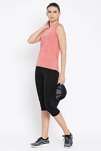 Women's Coral Red Gym/Sports Activewear Top-thumb1