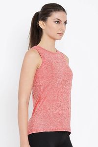 Women's Coral Red Gym/Sports Activewear Top-thumb2