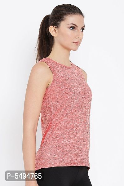 Women's Coral Red Gym/Sports Activewear Top-thumb3