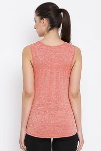 Women's Coral Red Gym/Sports Activewear Top-thumb3