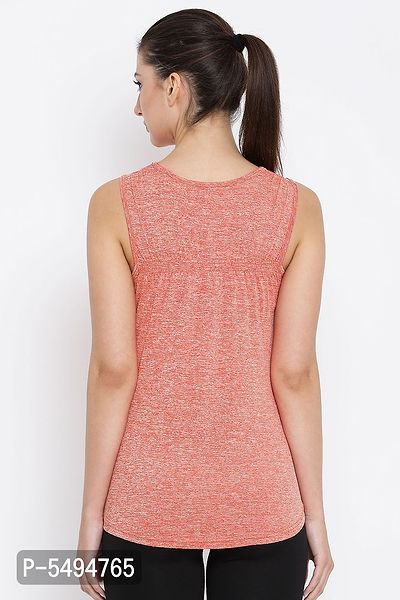 Women's Coral Red Gym/Sports Activewear Top-thumb4