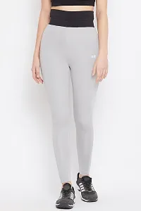 Polyester Grey Solid Ankle Length Tights For Women-thumb2