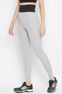 Polyester Grey Solid Ankle Length Tights For Women-thumb4