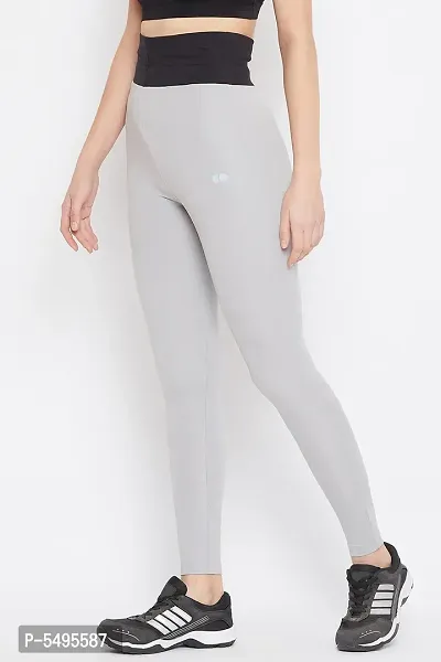 Polyester Grey Solid Ankle Length Tights For Women-thumb5